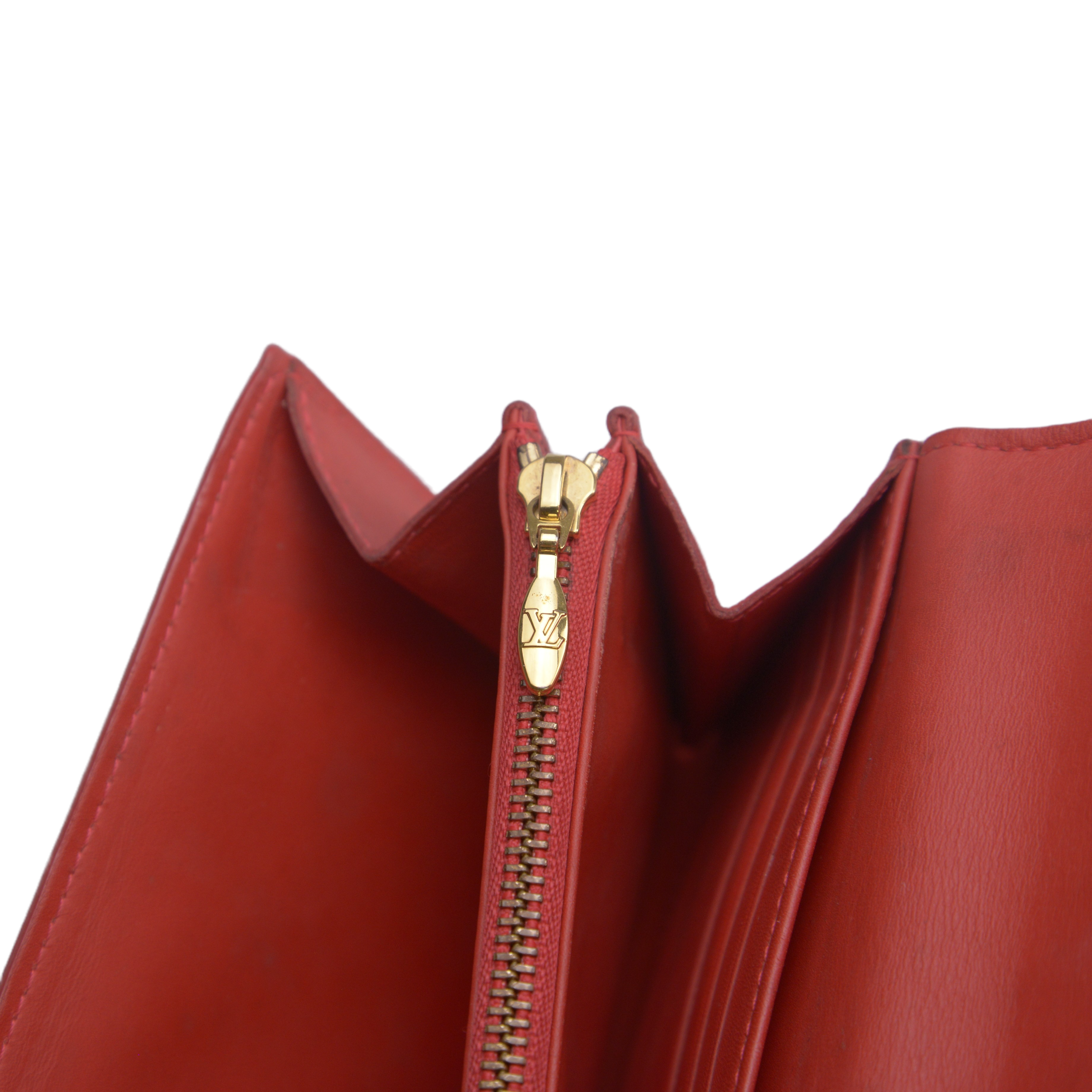 Louis Vuitton Vernis Monogram Sarah Long Wallet Red