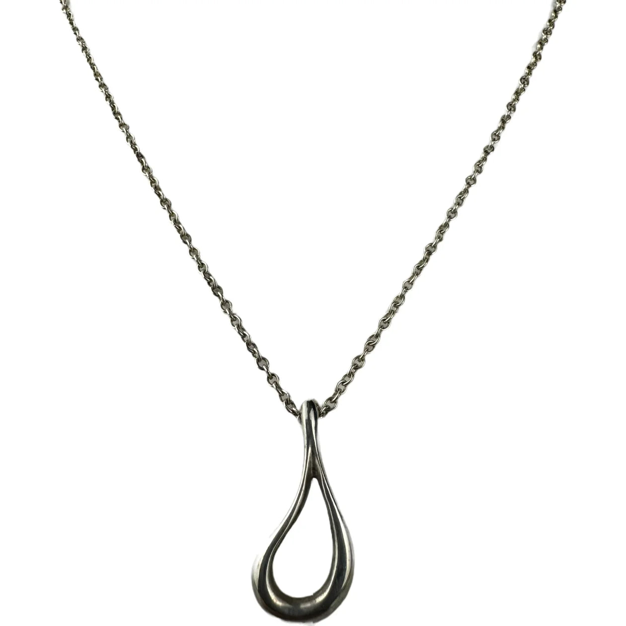 Tiffany Co Open Teardrop Pendant Necklace Sterling Silver Lost