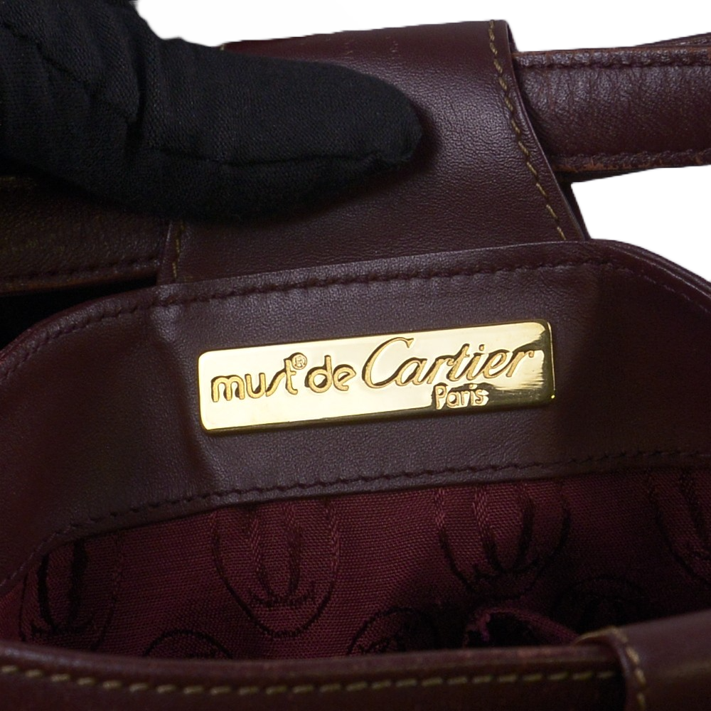 Cartier Must de Leather Bucket Bag Burgandy
