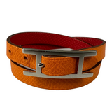 Hermes Behapi Double Tour Bracelet, Red/ Classic Orange, XS