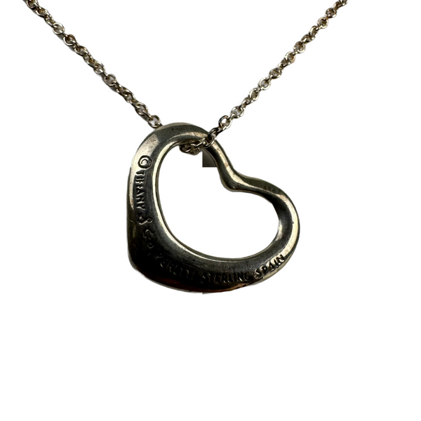 Tiffany & Co Elsa Peretti Open Small Heart Necklace Sterling Silver