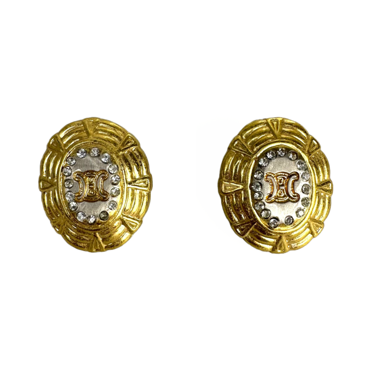 Celine Logo Earrings Gold