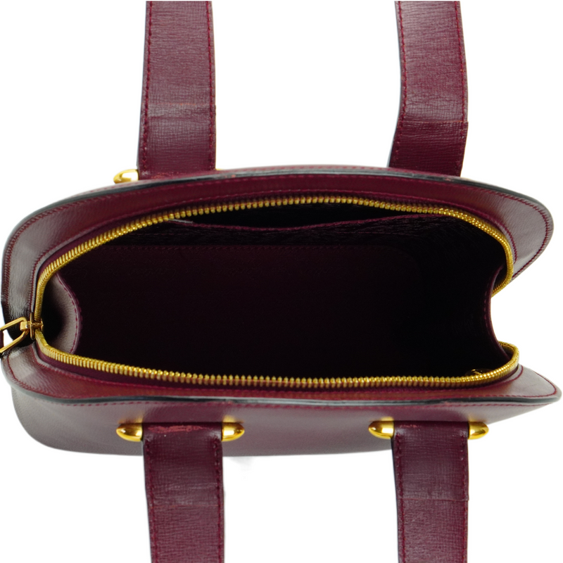 Cartier Leather Rounder Handbag Burgundy