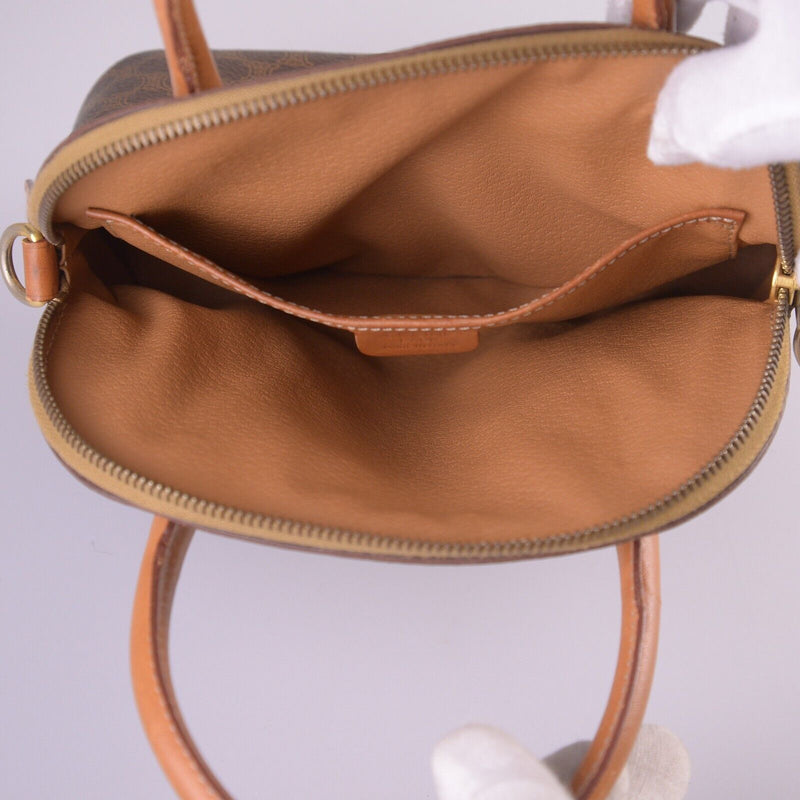 Celine Macadam Monogram Mini Leather Bag Brown