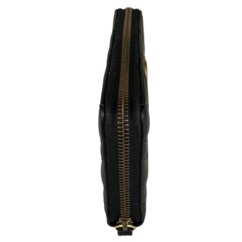 Gucci GG Marmont Zip-Around Long Wallet, Black Matelassé Chevron Leather