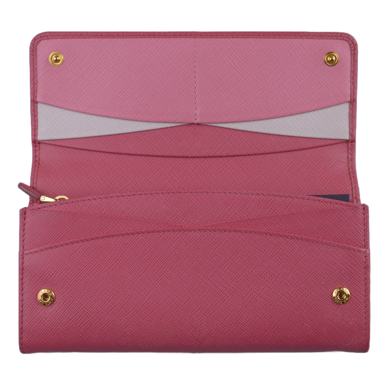 Prada Saffiano Leather Long Wallet and Card Holder Pink