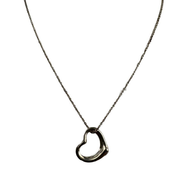 Tiffany & Co Elsa Peretti Open Small Heart Necklace Sterling Silver