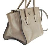 Prada Twin Pocket Tote Glace Calf Leather Bag Taupe
