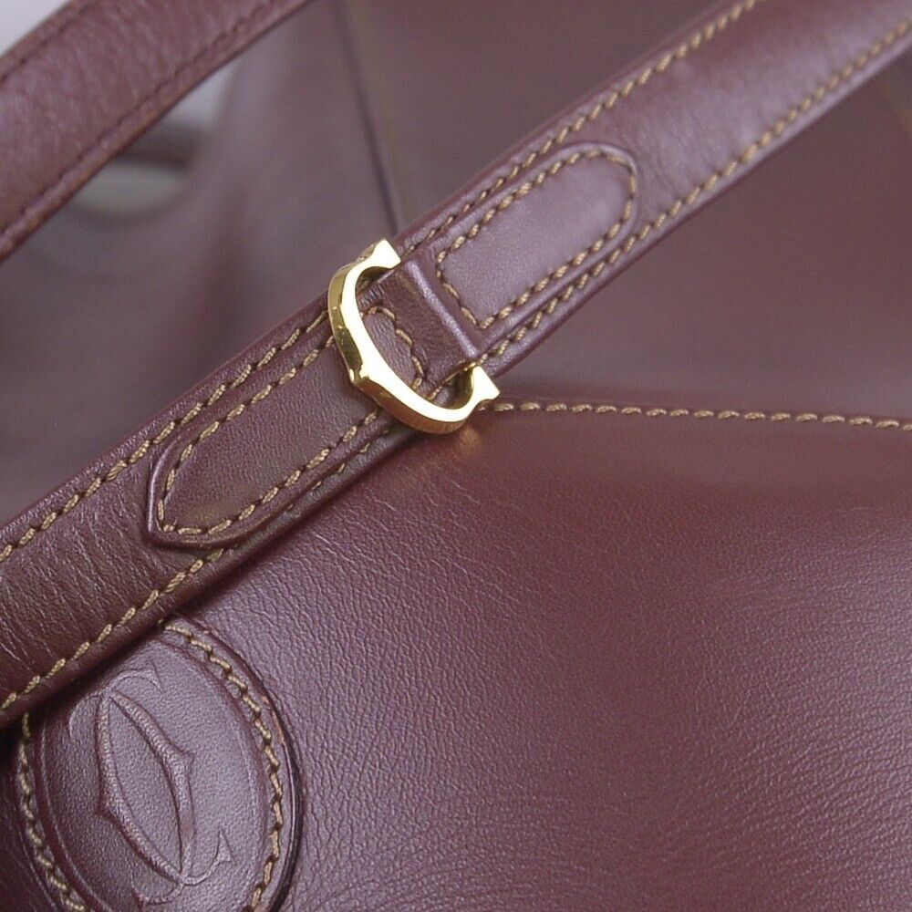 Cartier Must de Leather Bucket Bag Burgandy