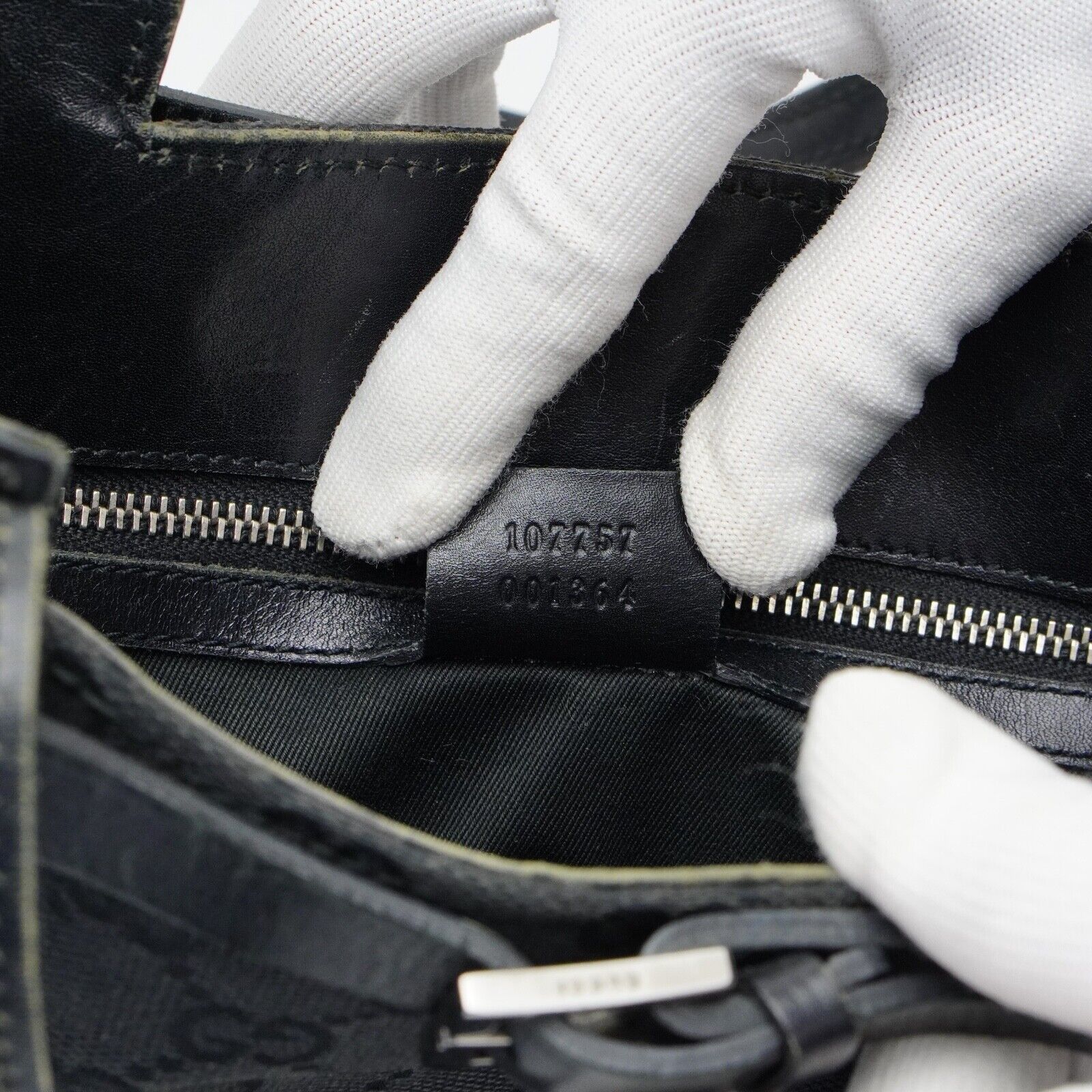 Gucci GG Belt Tote Bag Leather X Canvas Black