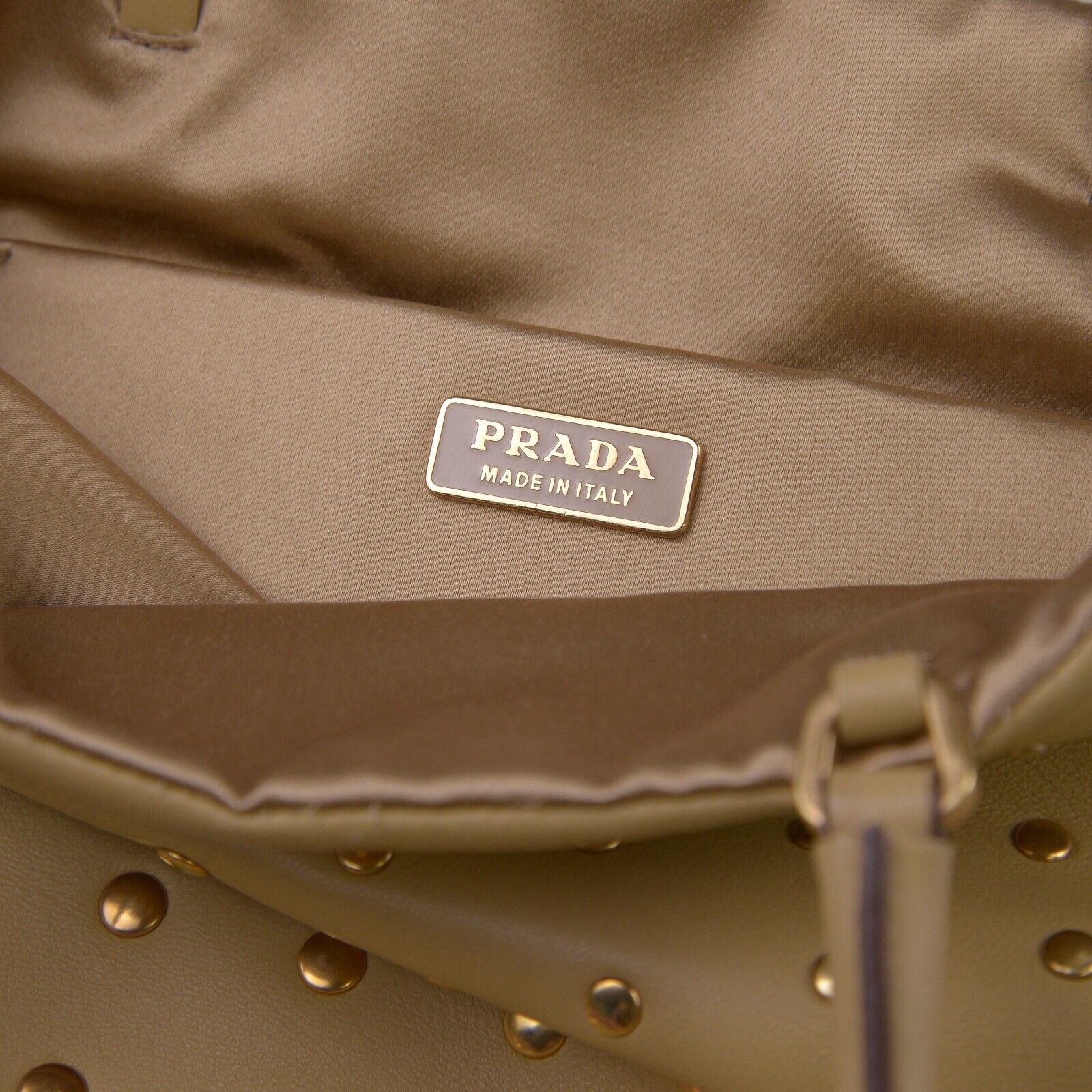 Prada Nappa Degrade Studded Mini Bag, Beige