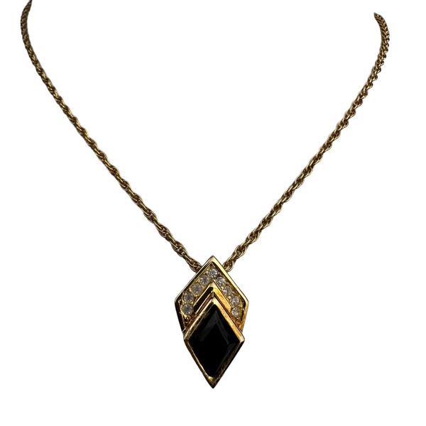 Christian Dior Crystal Enamel Pendant Necklace