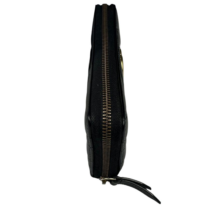 Gucci GG Marmont Zip-Around Long Wallet Black Matelassé Chevron Leather