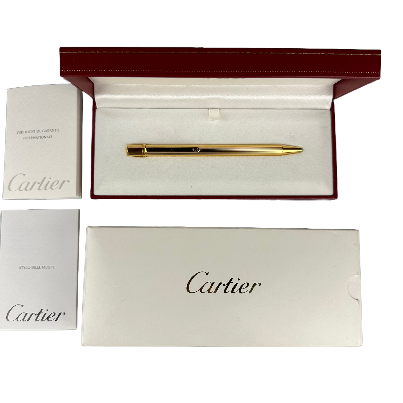 Cartier Stylo Bille Must II Attributs Plaqué-or Ballpoint Pen ST150180