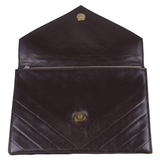 YSL Yves Saint Laurent Leather Clutch Bag Brown