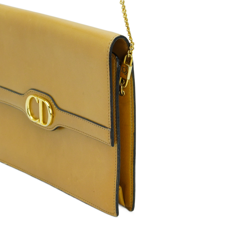 Christian Dior Leather Chain Box Bag Beige