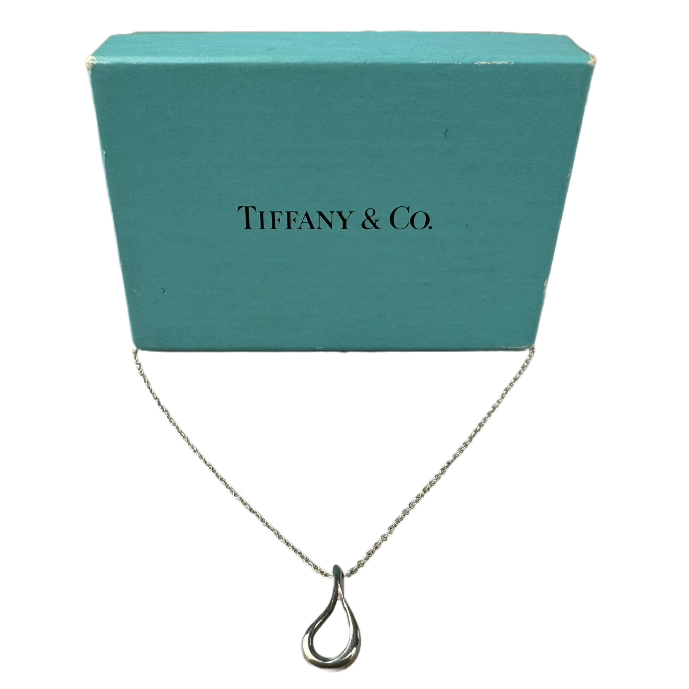 Tiffany & Co Open Teardrop Pendant Necklace Sterling Silver