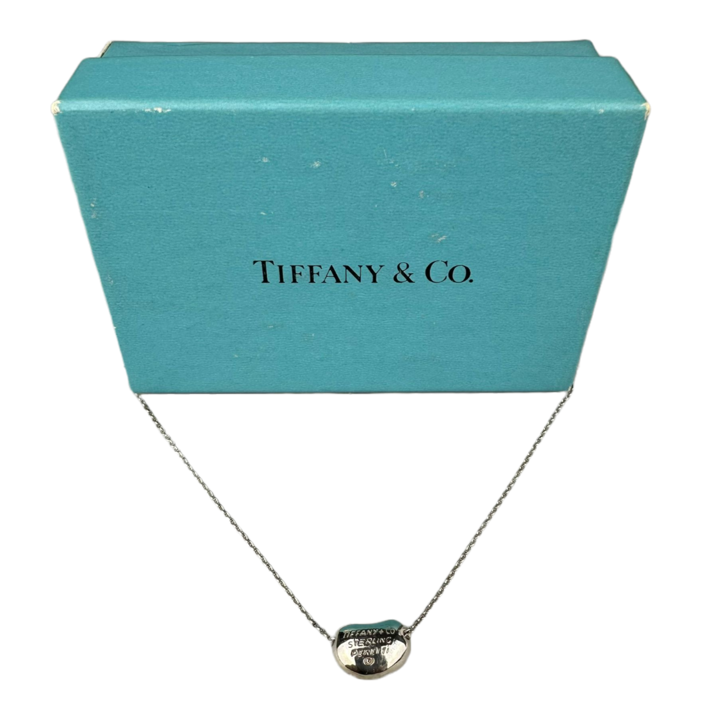 Tiffany & Co Mini Bean Pendant Necklace Sterling Silver