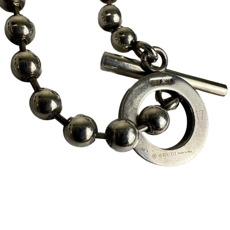 Gucci T-Bar Ball Chain Bracelet Sterling Silver