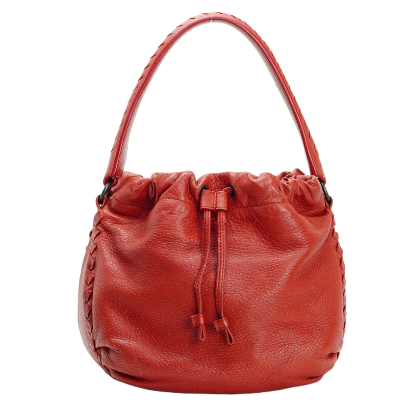 Bottega Veneta Double Drawstring Handbag Red