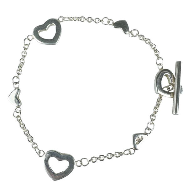 Tiffany & Co. Open Multi Heart Link Toggle Bracelet Sterling Silver