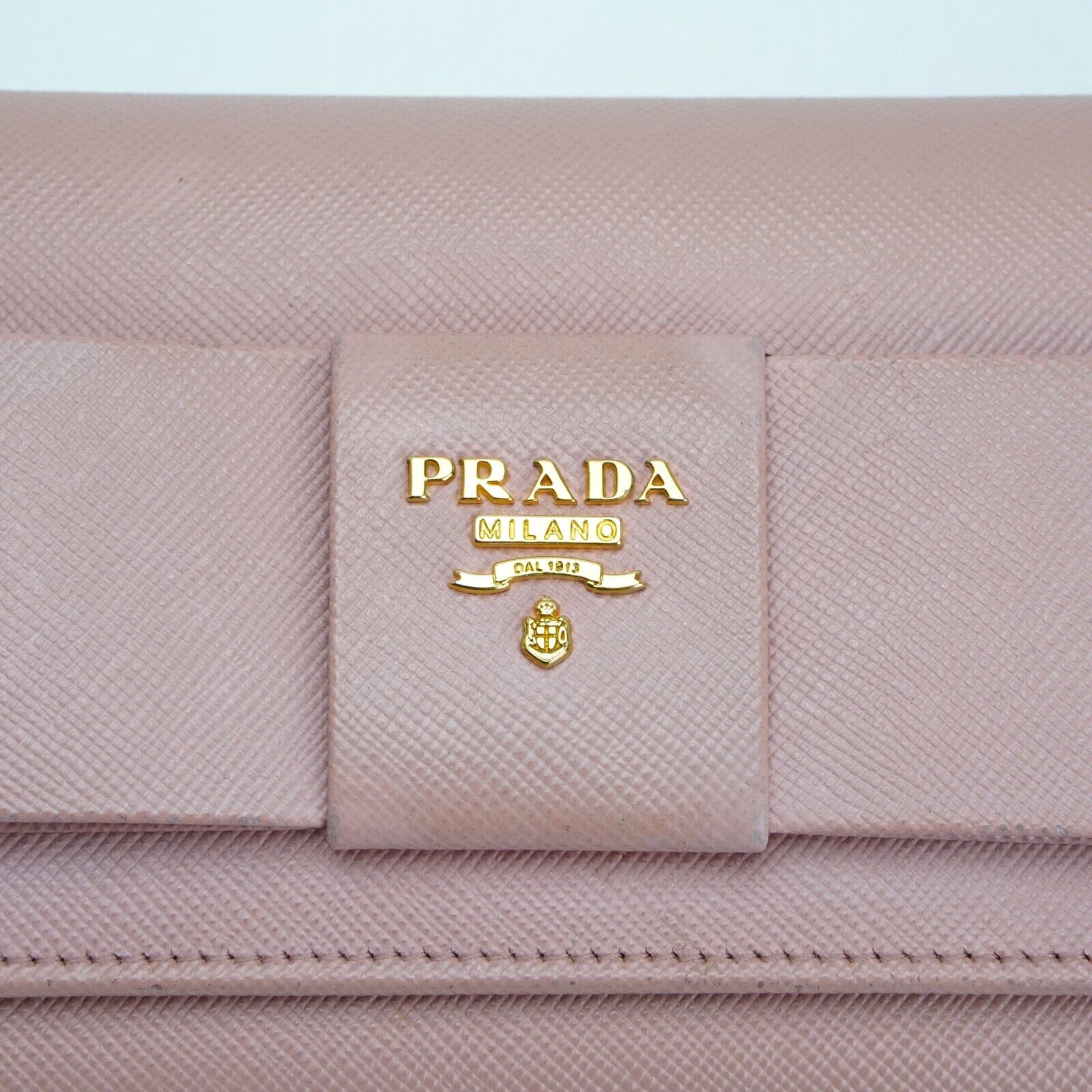 Prada Saffiano Peonia Fiocco Bow Continental Wallet Powder Pink