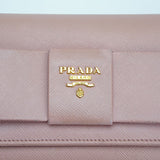 Prada Saffiano Peonia Fiocco Bow Continental Wallet Powder Pink