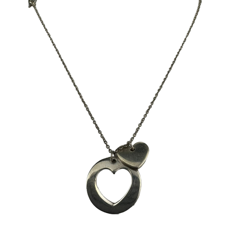 Tiffany & Co Double Cut-Out Heart Necklace Sterling Silver