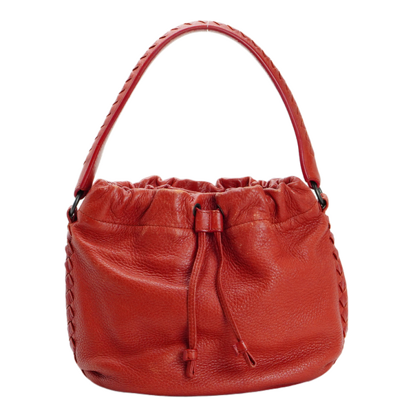 Bottega Veneta Double Drawstring Handbag Red