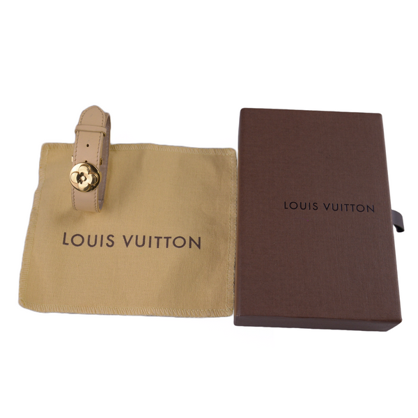 Louis Vuitton Good Luck Monogram Leather Bangle, Beige